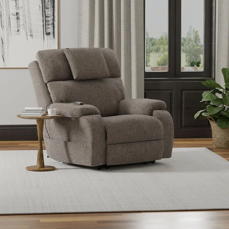 Snoozer Dual Power Lift Power Headrest Lay Flat Recliner - Fossil