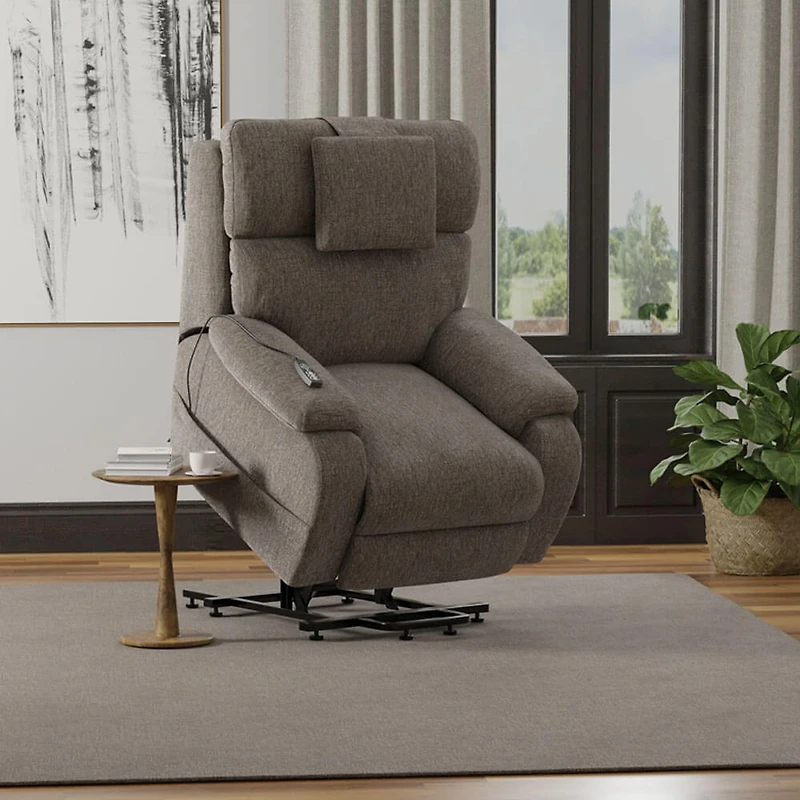 Snoozer Dual Power Lift Power Headrest Lay Flat Recliner - Fossil