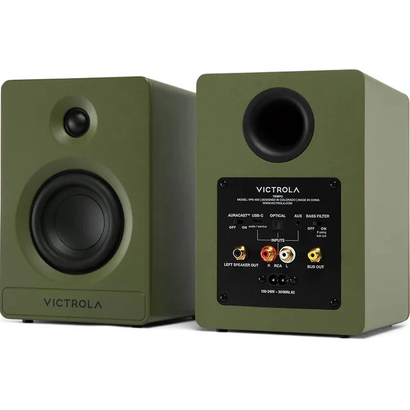 Tempo Bluetooth Bookshelf Speaker Pair - Matte Green