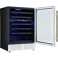 24 inch 51 Bottle White with Antique Brass Wine Cooler