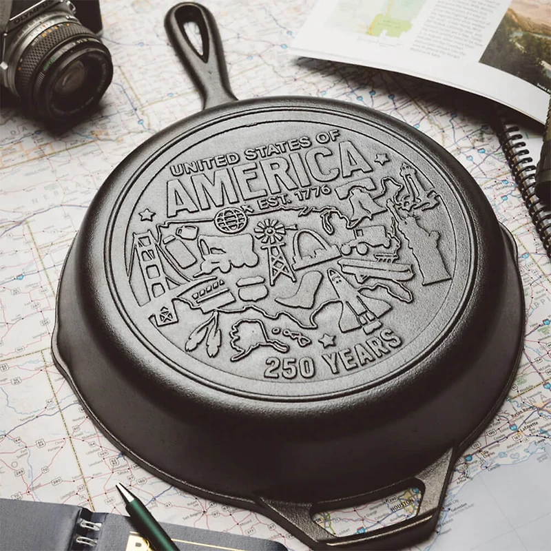 10.25 inch Seasoned Cast Iron Skillet - USA Icons