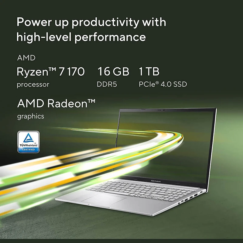 15.6 inch - Vivobook 15 Laptop - AMD Ryzen 7 170 - 16GB RAM - 1TB SSD - Windows 11 Home