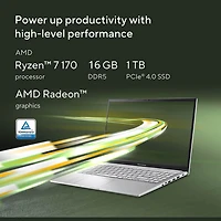 15.6 inch - Vivobook 15 Laptop - AMD Ryzen 7 170 - 16GB RAM - 1TB SSD - Windows 11 Home