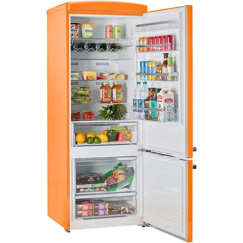 17 Cu. Ft. Creamsicle Orange Classic Retro Counter-Depth Bottom Freezer Refrigerator