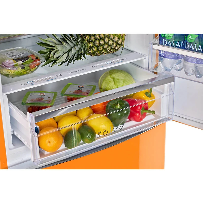 17 Cu. Ft. Creamsicle Orange Classic Retro Counter-Depth Bottom Freezer Refrigerator