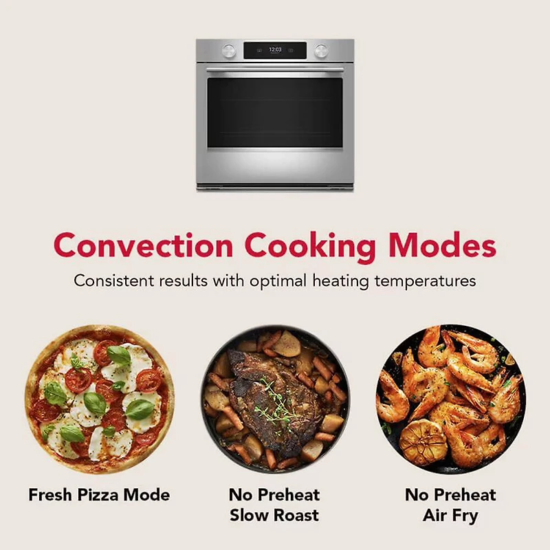27 inch Stainless Electric Smart Convection Wall Oven with Assisted Cooking Modes