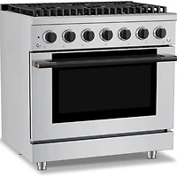5.2 Cu. Ft. Stainless and Matte Black Freestanding Dual Fuel Convection Range