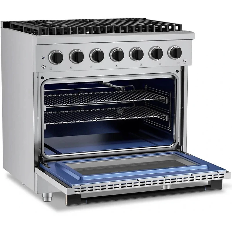 5.2 Cu. Ft. Stainless and Matte Black Freestanding Dual Fuel Convection Range