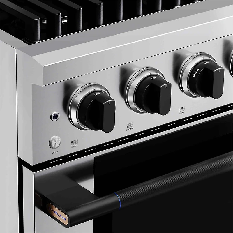 5.2 Cu. Ft. Stainless and Matte Black Freestanding Dual Fuel Convection Range