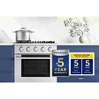 5.2 Cu. Ft. Stainless and Matte Black Freestanding Dual Fuel Convection Range