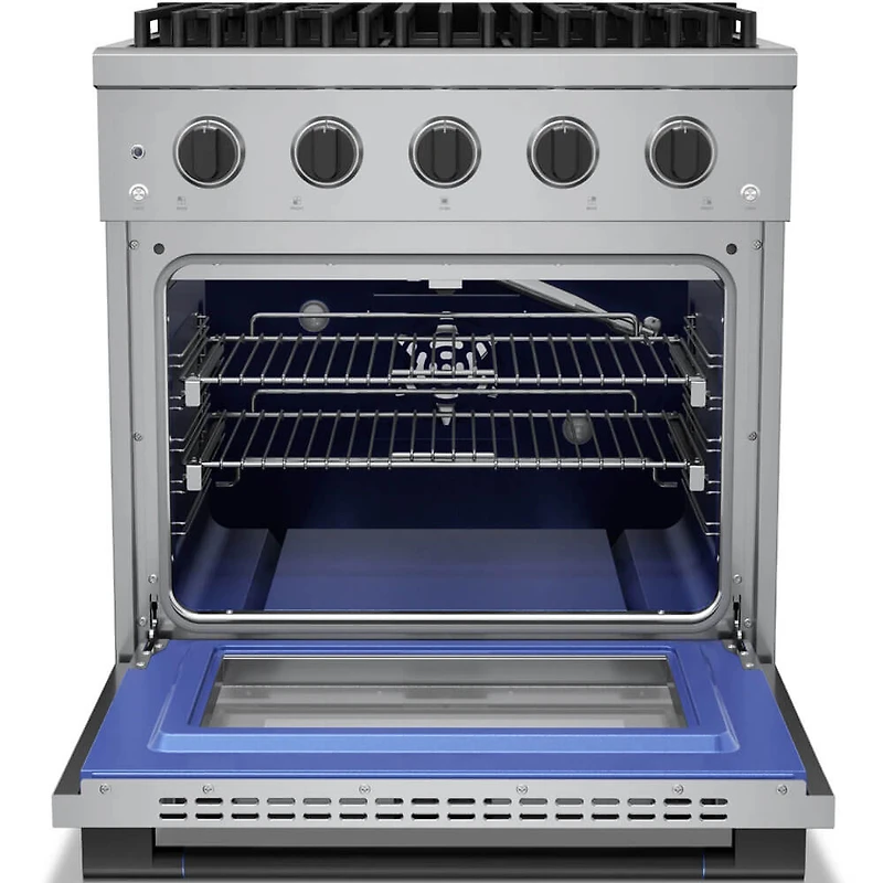 4.2 Cu. Ft. Stainless and Matte Black Slide-In Convection Gas Range