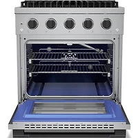 4.2 Cu. Ft. Stainless and Matte Black Slide-In Convection Gas Range