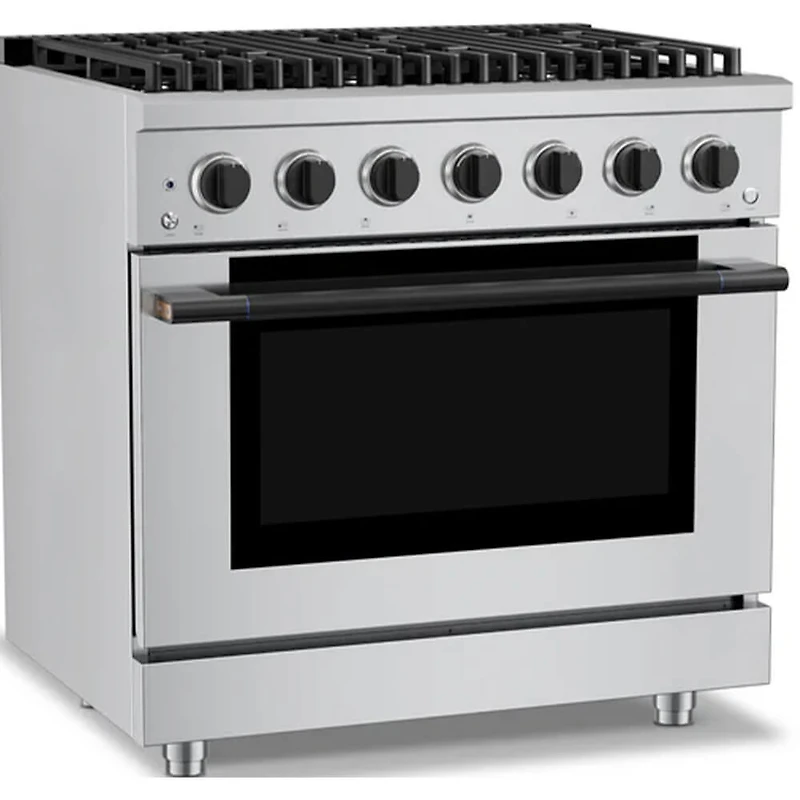5.2 Cu. Ft. Stainless and Matte Black Slide-In Gas Convection Range