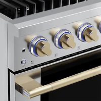 5.2 Cu. Ft. Stainless and Satin Brass Freestanding Gas Convection Range
