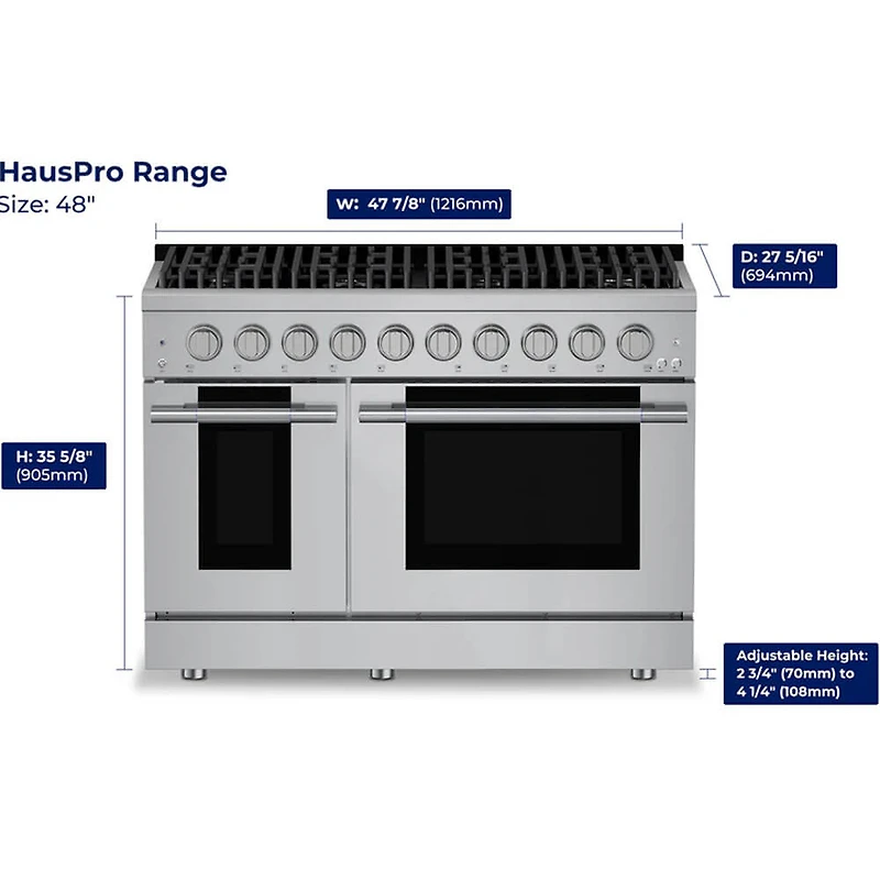 6.7 Cu. Ft. Stainless and Black Stainless Slide-In Double Oven Gas Convection Range