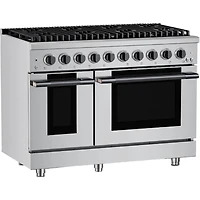 6.7 Cu. Ft. Stainless and Black Stainless Slide-In Double Oven Gas Convection Range