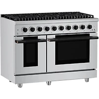 6.7 Cu. Ft. Stainless and Matte Black Slide-In Double Oven Gas Convection Range
