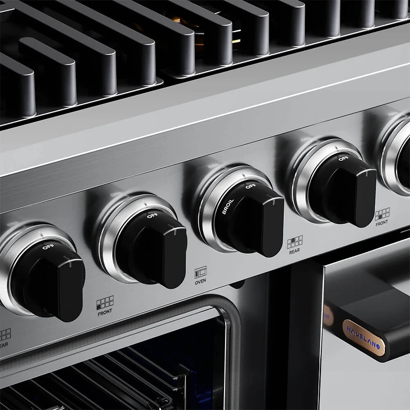 6.7 Cu. Ft. Stainless and Matte Black Slide-In Double Oven Gas Convection Range