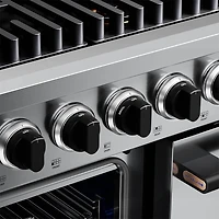 6.7 Cu. Ft. Stainless and Matte Black Slide-In Double Oven Gas Convection Range