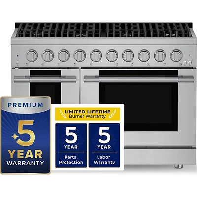 6.7 Cu. Ft. Stainless and Rose Gold Slide-In Double Oven Gas Convection Range