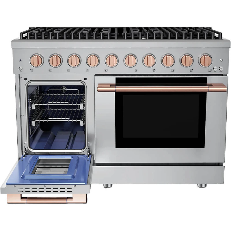 6.7 Cu. Ft. Stainless and Rose Gold Slide-In Double Oven Gas Convection Range