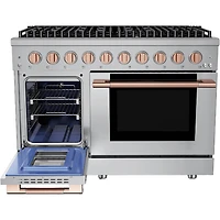 6.7 Cu. Ft. Stainless and Rose Gold Slide-In Double Oven Gas Convection Range