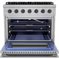 5.2 Cu. Ft. Stainless and Black Stainless Freestanding Dual Fuel Convection Range