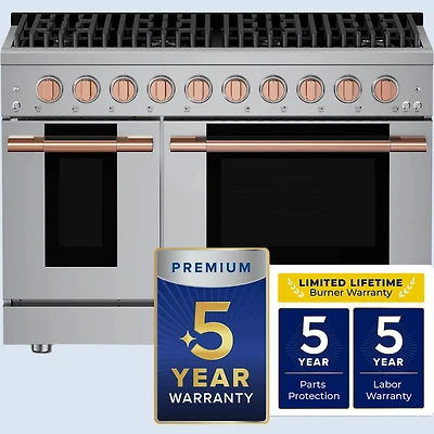 6.7 Cu. Ft. Stainless and Rose Gold Freestanding Double Oven Duel Fuel Convection Range