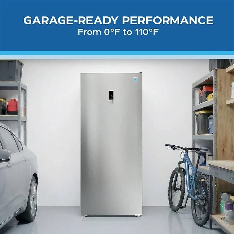 21 Cu. Ft. Stainless Convertible Upright Counter-Depth Garage Ready Refrigerator / Freezer