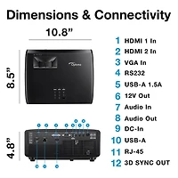 4200-Lumen Full HD Short-Throw Laser DLP Projector - Black