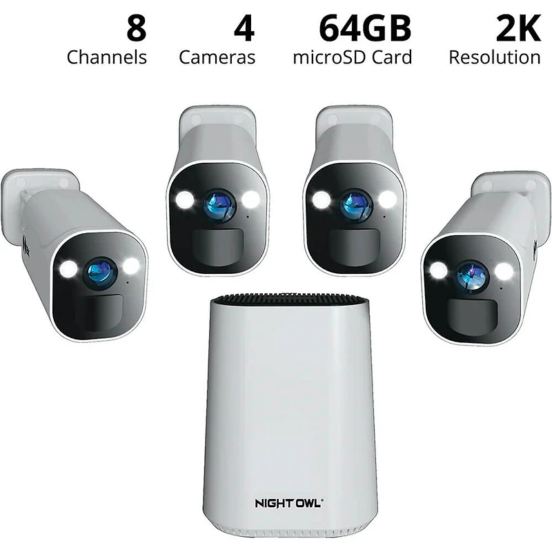 Expandable Wi-Fi 2K Wireless Security System - White - Factory Certified Refurbished