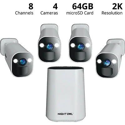 Expandable Wi-Fi 2K Wireless Security System - White - Factory Certified Refurbished