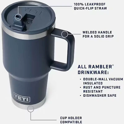 Rambler 30 oz. Travel Straw Mug with Color-Matched Straw Lid - Black