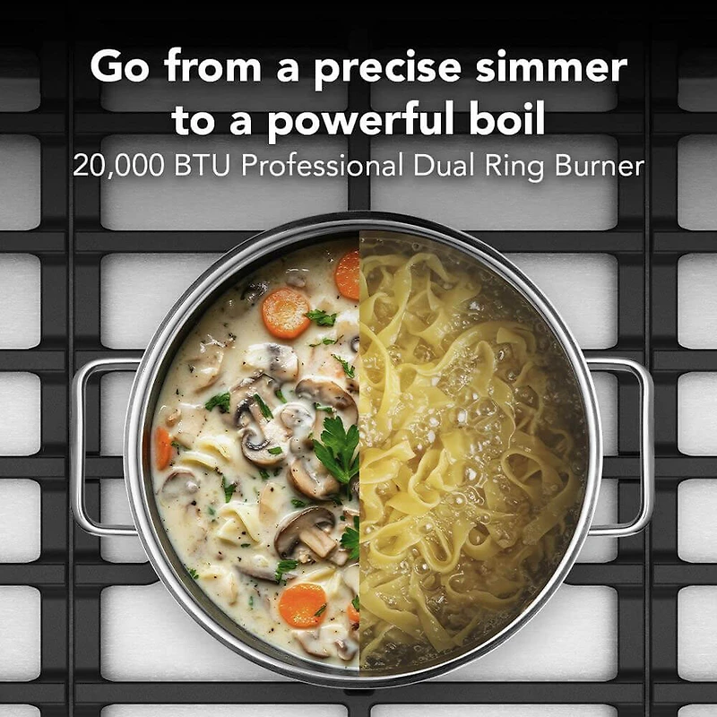 36 inch Stainless 5 Burner Gas Cooktop with Integrated Wok Grate