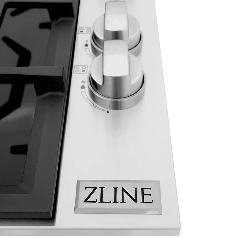 30 inch 4 Burner Stainless and Black Porcelain Gas Cooktop