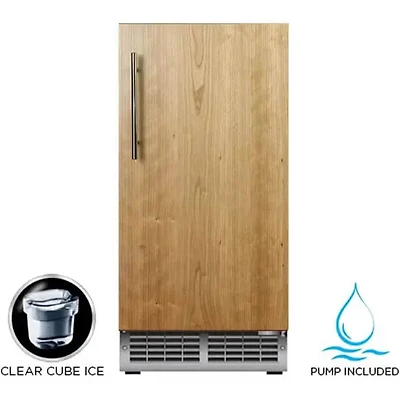 15 inch Panel Ready Undercounter Gourmet Ice Maker with Pump