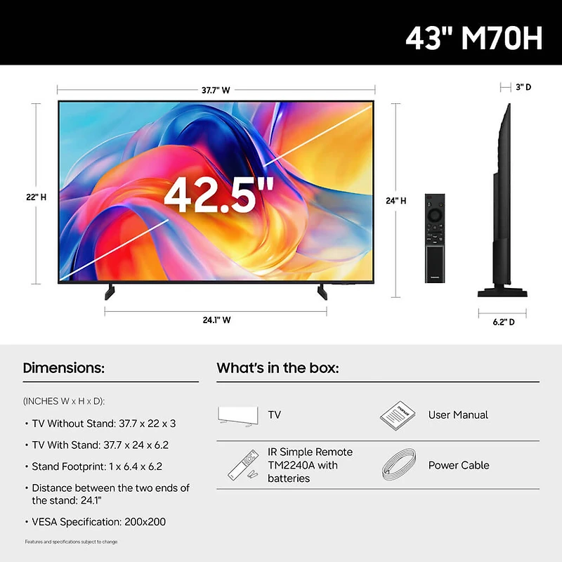 inch Class M70H Series 4K HDR Mini-LED Smart TV