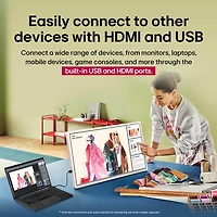  27 inch StanbyME 2 QHD Portable Touchscreen Smart TV Built in Battery Wireless Display WebOS WiFi Bluetooth Mobile Screen HDMI Cable Streaming Bundle 12 Month CPS Protection Plan