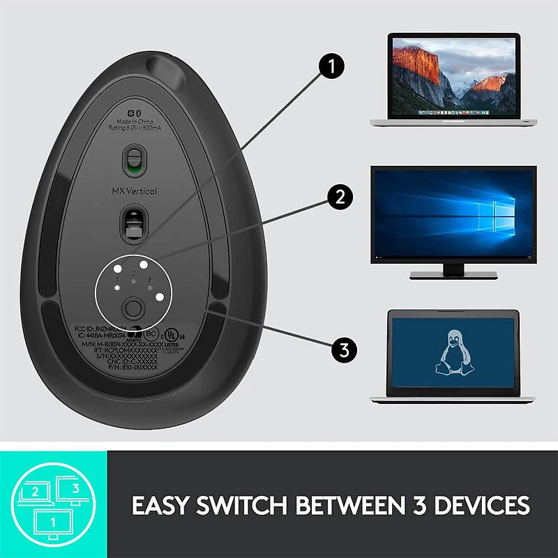 Ergo Series MX Vertical Ergonomic Mouse - Black