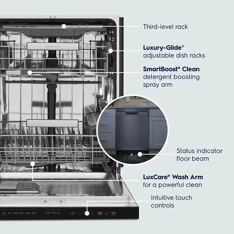42 dBA Stainless Top Control Dishwasher with LED Floor Indicator