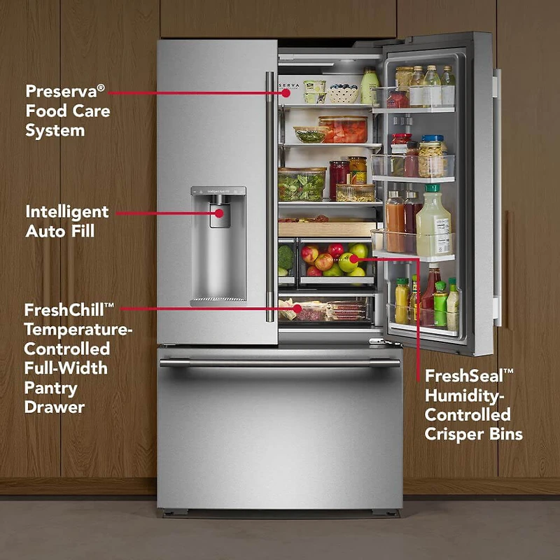 23.1 Cu. Ft. Stainless French Door Counter-Depth Smart Refrigerator with Intelligent Auto Fill