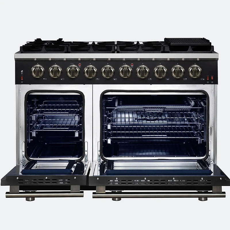 6.58 Cu. Ft. Black Massimo Series Freestanding Convection Gas Range