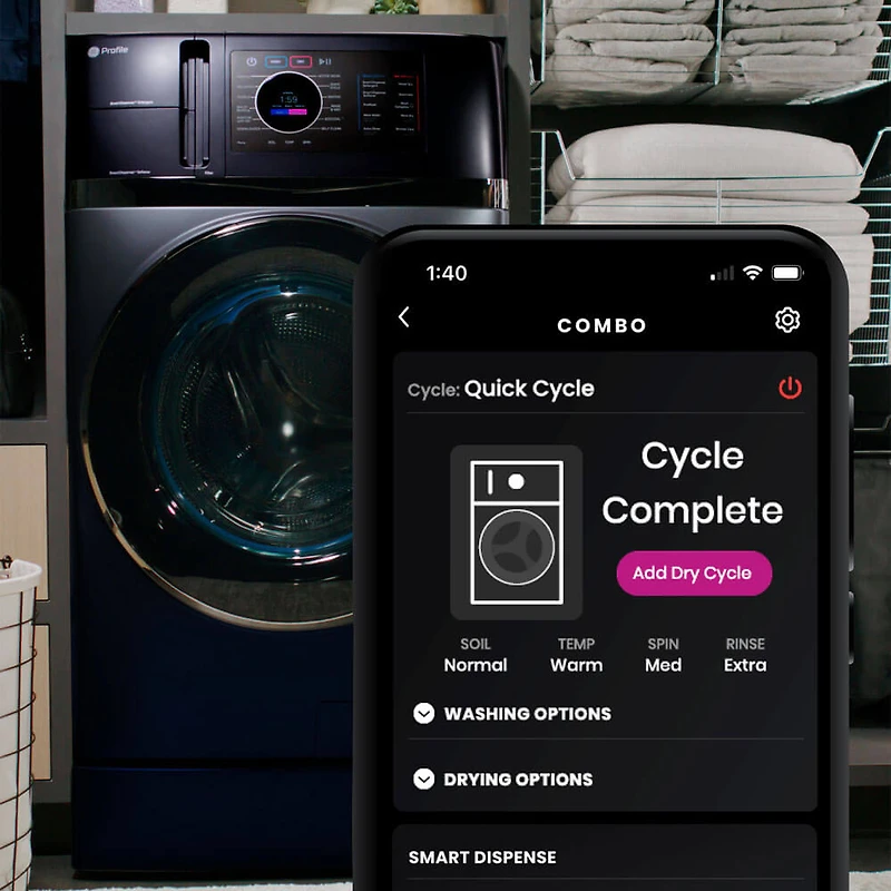 4.8 Cu. Ft. Sapphire Blue Front Load Smart Washer/Dryer Combo