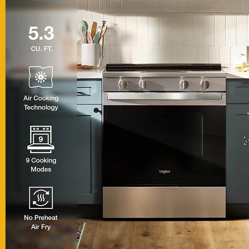 5.3 Cu. Ft. Stainless Slide-In Convection Smart Electric Range with Air Cooking Technology