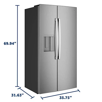 23.5 Cu. Ft. Stainless Side-by-Side Counter-Depth Smart Refrigerator with LED Light Walls
