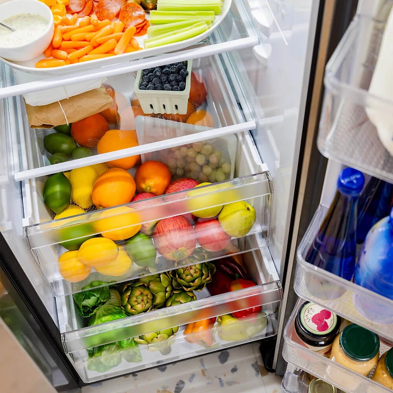 23.5 Cu. Ft. Stainless Side-by-Side Counter-Depth Smart Refrigerator with LED Light Walls