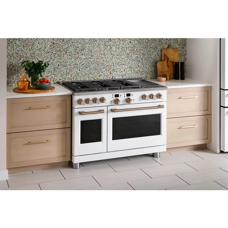 8.25 Cu. Ft. Matte White Freestanding Double Oven Convection Smart Dual-Fuel Range