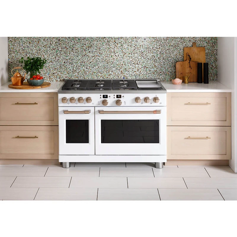 8.25 Cu. Ft. Matte White Freestanding Double Oven Convection Smart Dual-Fuel Range
