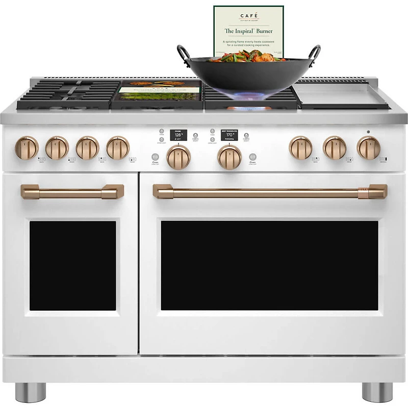 8.25 Cu. Ft. Matte White Freestanding Double Oven Convection Smart Dual-Fuel Range