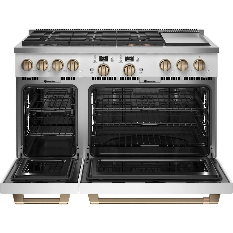 8.25 Cu. Ft. Matte White Freestanding Double Oven Convection Smart Dual-Fuel Range
